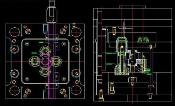 Deep Mould-Unscrew system 2D drawing